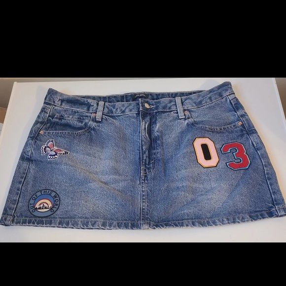 wild Fable denim patchwork mini skirt 18 nwot Academia College 3/$25 - Picture 12 of 13